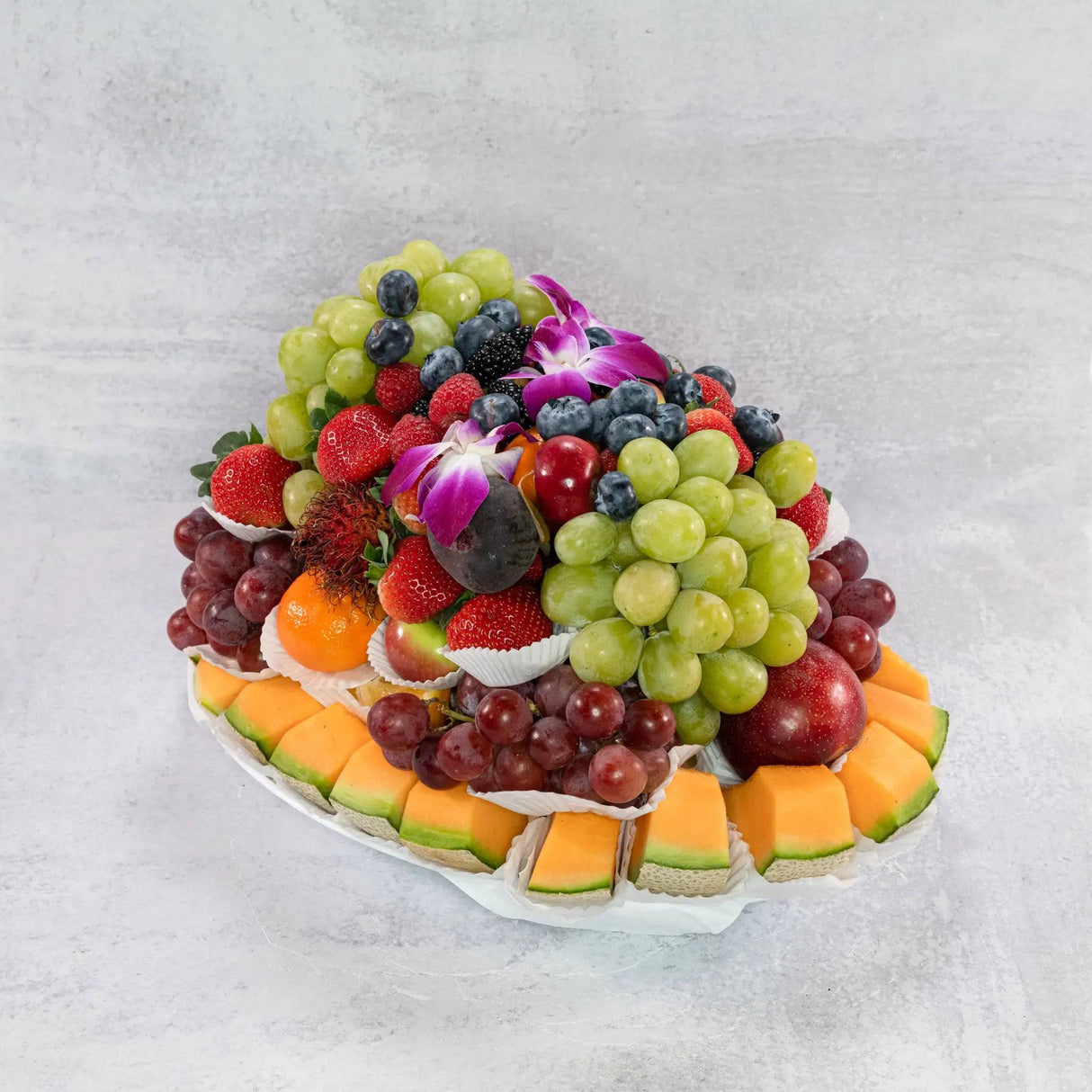 Ready to eat fruit tray arrangement vine ripened pineapple premium strawberries