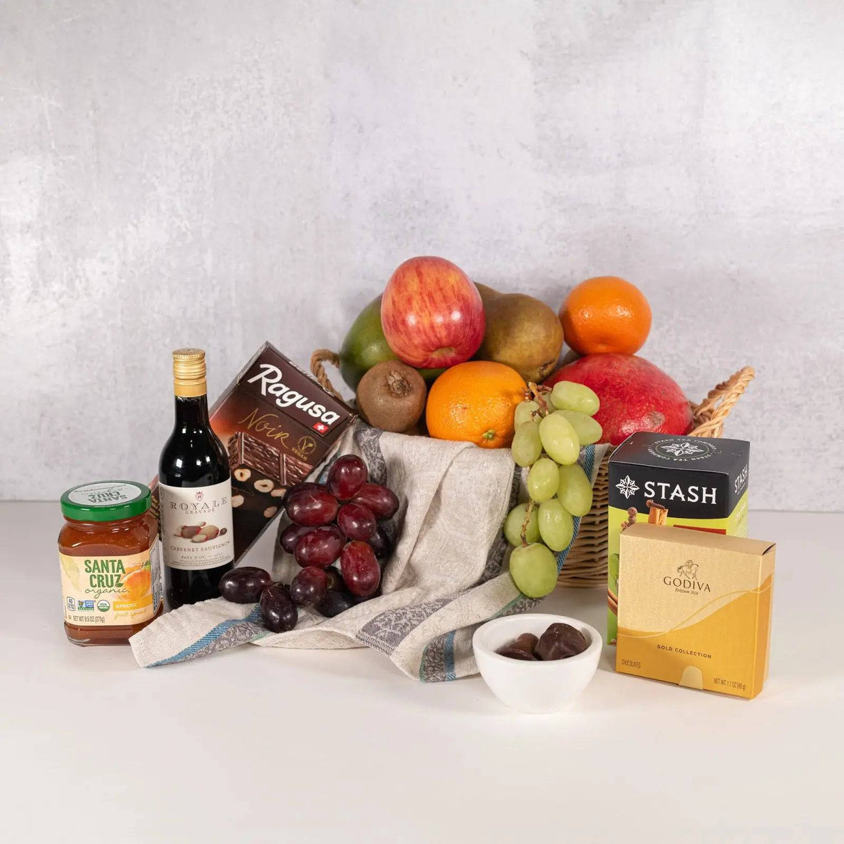 Premium fruit chocolate wine gift basket handpicked apples pears gourmet treats